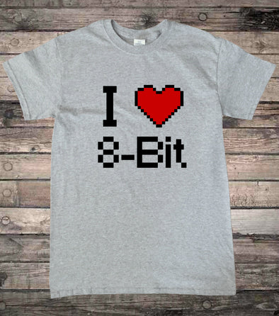 I Love 8 Bit Retro Video Gamer T-Shirt Print T Shirt Men Top Tee 100% Cotton Humor Men Crewneck Tee Shirts Summer