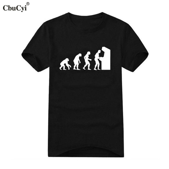 Funny Arcade Gamer T Shirt vintage retro Video Game Tee Shirt Homme Computer Geek Nerd Evolution Mens T-Shirt