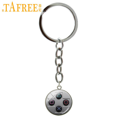 TAFREE Vintage Video Game Controller key chains cool men gaming gamer jewelry retro controller gamepad key picture keychain T734