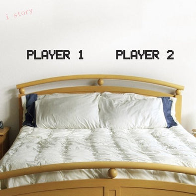 Game Player Vinyl Wall Sticker - Retro Gamer Couple's Wall Decals Art Decor