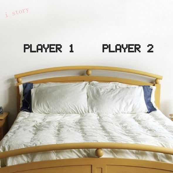 Game Player Vinyl Wall Sticker - Retro Gamer Couple's Wall Decals Art Decor