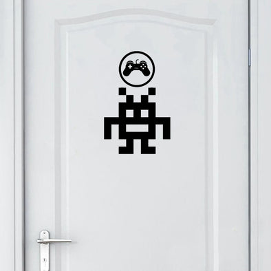 YOJA 16*25CM Pixel Art Retro Game Joystick Gamer Room Stickers Wall Decal Door Decor D1-0104