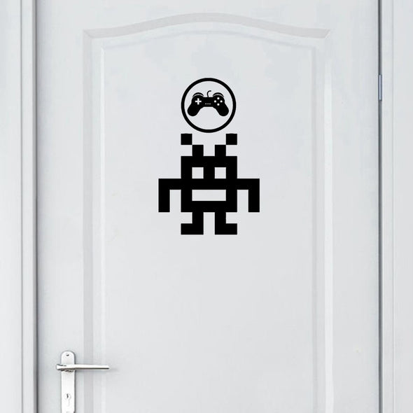 YOJA 16*25CM Pixel Art Retro Game Joystick Gamer Room Stickers Wall Decal Door Decor D1-0104