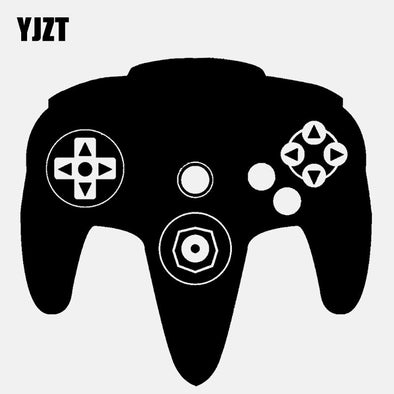 YJZT 14.7CM*13.6CM Personality Retro Controller Gamer Vinyl Black /Silver Car Sticker C22-0366